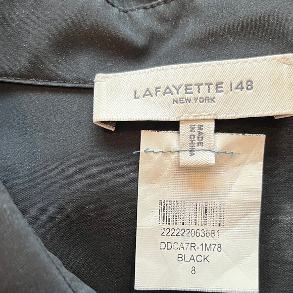 Lafayette 148 New York Black Cotton Sleeveless Dress with Pleated Skirt Size 8 - Picture 9 of 9